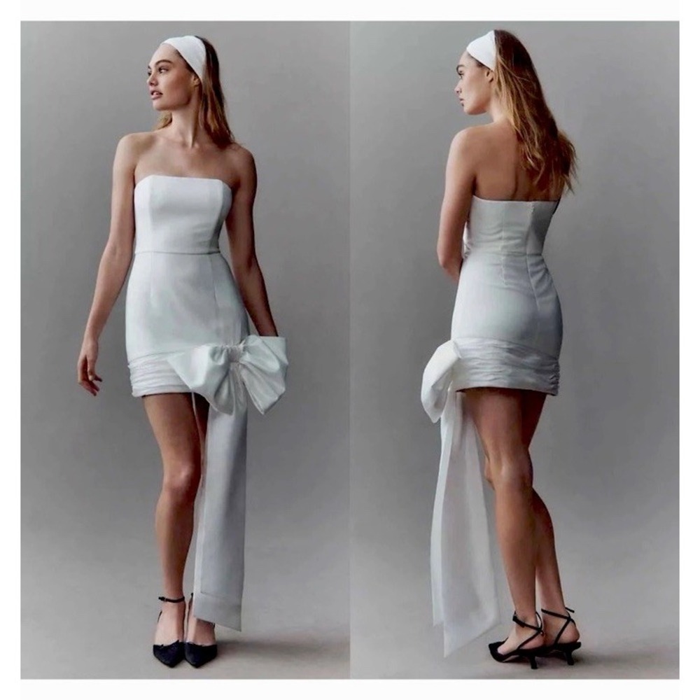 ANTHROPOLOGIE x Hutch Strapless Big Bow Mini Dress Bridal Bachelorette Sz 10 NWT